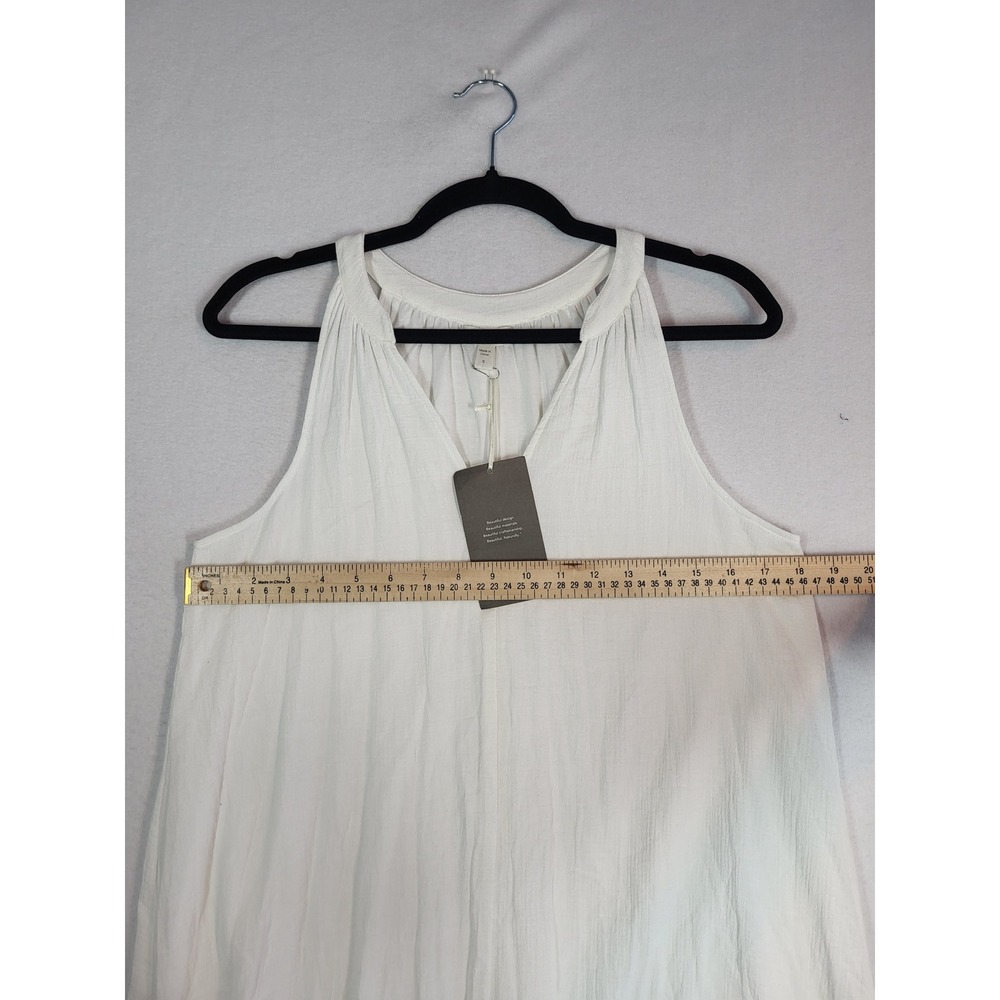 Garnet Hill White Crinkle Cotton Gauze Sleeveless Shift Dress Small Beach NEW - Picture 8 of 12